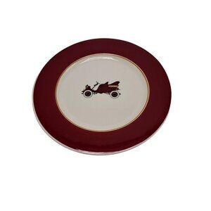 Syracuse China Vintage Car Red Rim Dinner Plate  10-1/2"